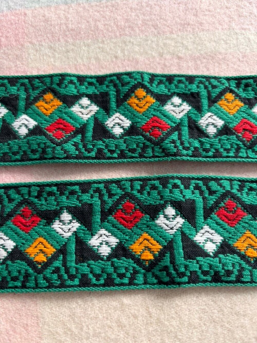 Vintage-style ethnic jacquard webbing ribbon trim 2pcs